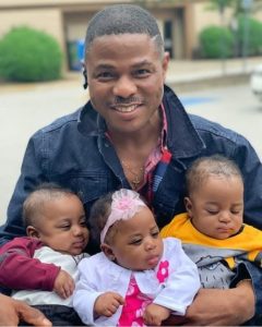 Yinka Ayefele and his triplets