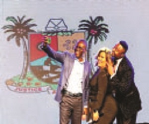 Sanwo Olu with Chigul and Funnybone.kk