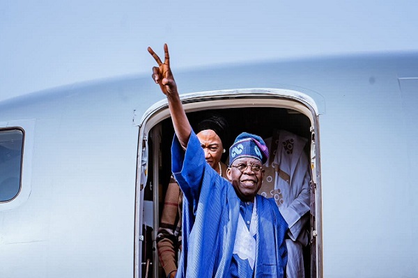 Tinubu returns to Nigeria after trip to Paris and London